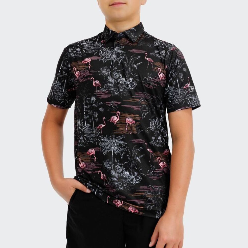 Waggle Boy's Flamingrove Polo Shirt - Black M